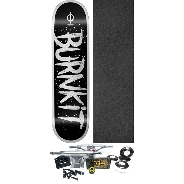 Burnkit Skateboards Bold Black / White Skateboard Deck - 8.5" x 32.375" - Complete Skateboard Bundle